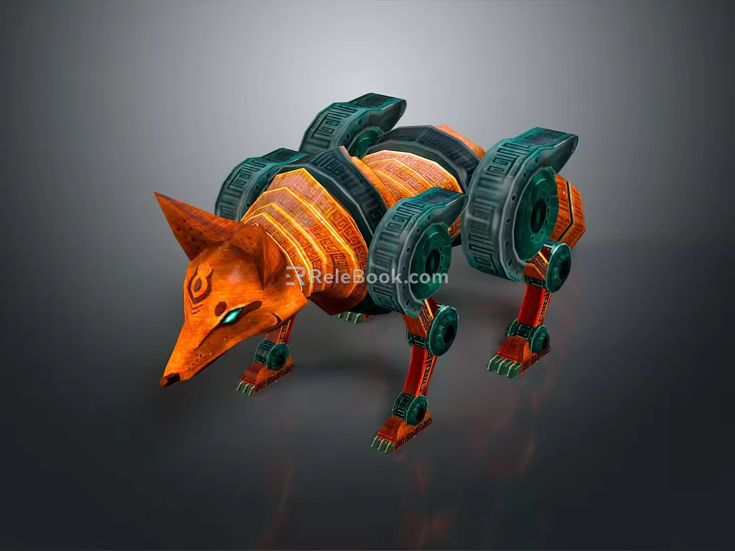 fox warrior machine fox mechanical fox mech fox sci-fi fox cyberfox 3d model