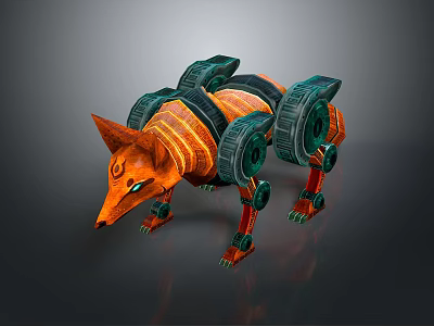 fox warrior machine fox mechanical fox mech fox sci-fi fox cyberfox 3d model
