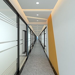 Office building aisle office aisle corridor 3d model