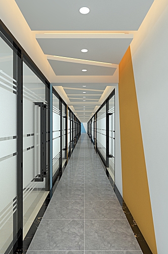 Office building aisle office aisle corridor 3d model