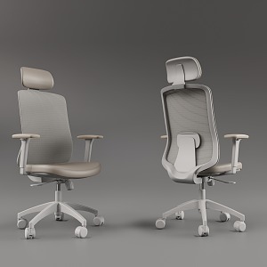 Office Chair Ergonomic Chair Computer Chair E-Sports Chair Cream Style Grey and White Wheelchair Swivel Chair 3d model