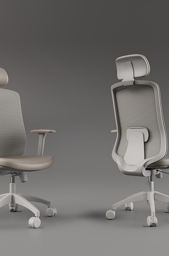 Office Chair Ergonomic Chair Computer Chair E-Sports Chair Cream Style Grey and White Wheelchair Swivel Chair 3d model