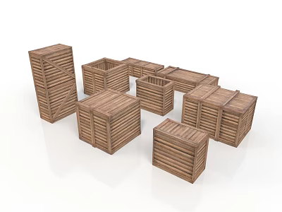 Wooden Storage Boxes For Household Use With Different Sizes And Shapes 3d model
