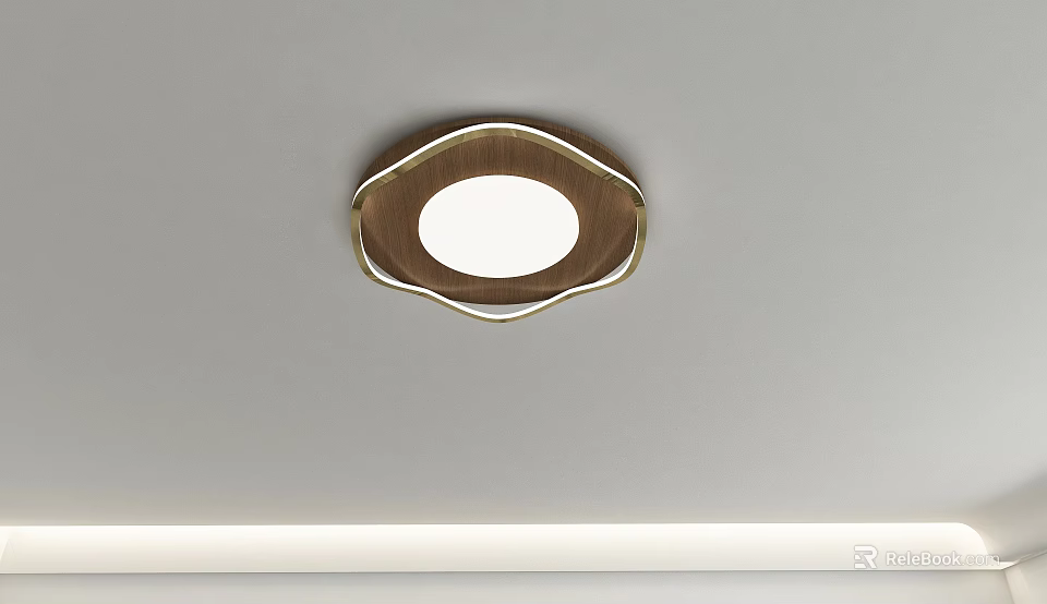 Stylish Ceiling Light With Unique Wavy Frame And Round Light 3d model 