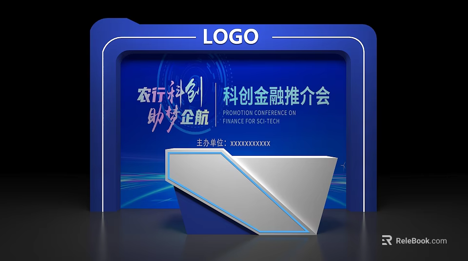 Check-in Counter for Technology Innovation Finance Promotion Conference With Background and Organizer 3d model 