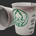 Stylish Paper Cup For Daily Use With Green Abstract Design And Black Symbols