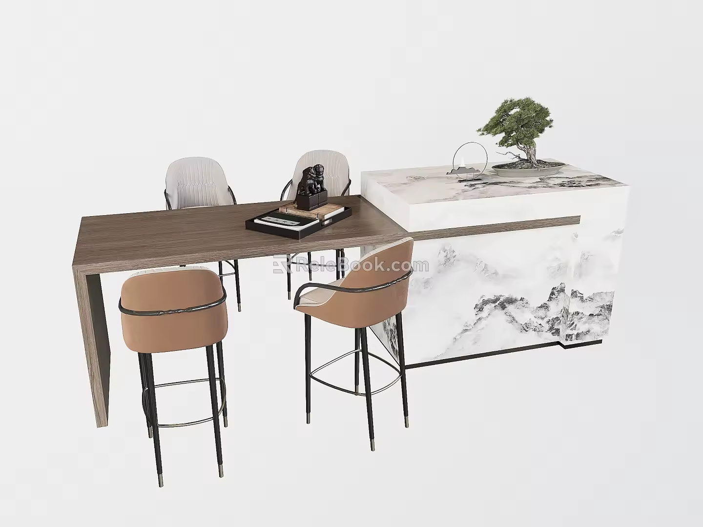 Nakajima Table and Chair Bar Table and Chair Combination Desktop Ornaments 3d model