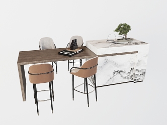 Nakajima Table and Chair Bar Table and Chair Combination Desktop Ornaments 3d model