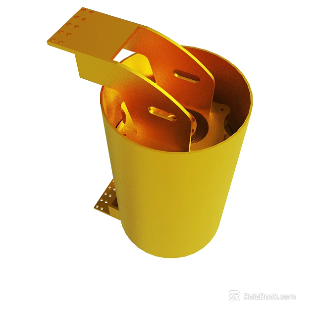 Industrial Yellow Cylinder Device With Orange Internal Components And Metal Structure 3d model 