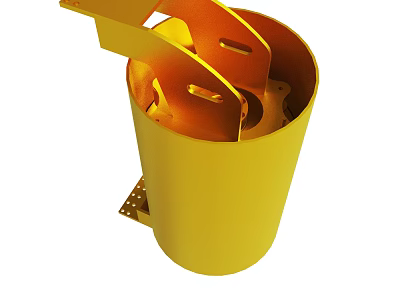 Industrial Yellow Cylinder Device With Orange Internal Components And Metal Structure 3d model