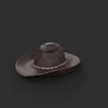 Brown Wide Brim Hat With White Zigzag Trim On Black Background 3d model