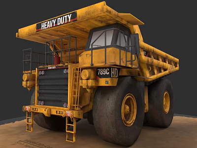 Yellow Heavy Duty Dump Truck Model 798C HD Large Tires Cab And Dump Bed 3d model