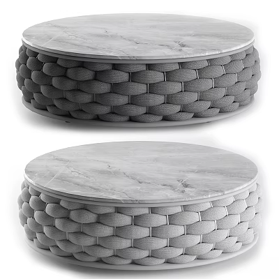 Round Dining Table with Marble Top and Woven Base Design 3d model