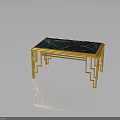 Elegant Modern Table With Golden Frame Dark Marble Top And Geometric Pattern Legs 3d model