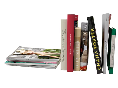 Stacked Books And Magazines Including Vogue Harry Potter And China Today Collection 3d model