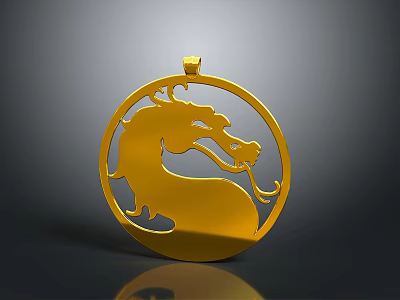 Golden Dragon Shaped Circular Pendant Design For Daily Life Use 3d model