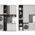 Modern Bathroom Cabinet Design With Storage Cabinets Washing Machine And Countertop