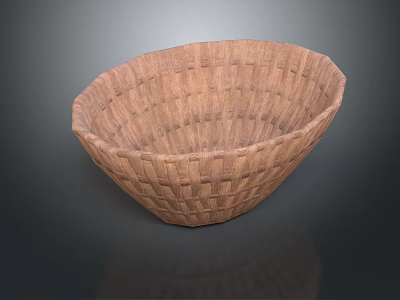 Round Decorative Handwoven Storage Basket For Household Use With Natural Design 3d model