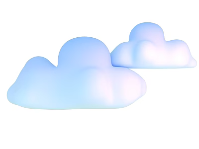 Soft Blue Fluffy Clouds 3D Rendered On White Background With Pastel Tones 3d model