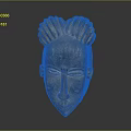 Traditional Hand Carved Wooden Mask With Intricate Hairstyle And Facial Features