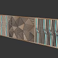 Elegant Feature Wall With Intricate Geometric Patterns And Colorful Striped Designs