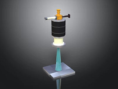 Electronic Device With Black Cylindrical Body Yellow Top Component Blue Pillar And Gray Base 3d model