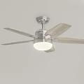 Modern Metallic Ceiling Fan with Light and Wooden Blades for Home Interior