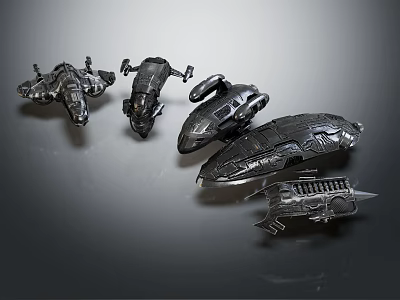 Futuristic Metallic Spacecraft Models With Sci Fi Design And Intricate Details 3d model