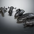 Futuristic Metallic Spacecraft Models With Sci Fi Design And Intricate Details
