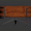 Modern Orange Upholstered Chair With Sleek Metal Frame And Soft Cushion Design