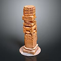 Intricately Carved Stone Pillar with Decorative Layered Design and Ornate Patterns