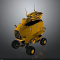 Yellow Robotic Exploration Rover With Large Wheels Top Antennas And Scientific Instruments