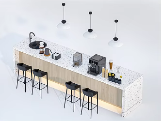 Modern Bar Chair Combination Bar Coffee Machine Bar Stool Negotiation Seat 3d model