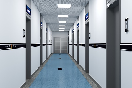 Modern aisle public security bureau standard instrument corridor aisle 3d model