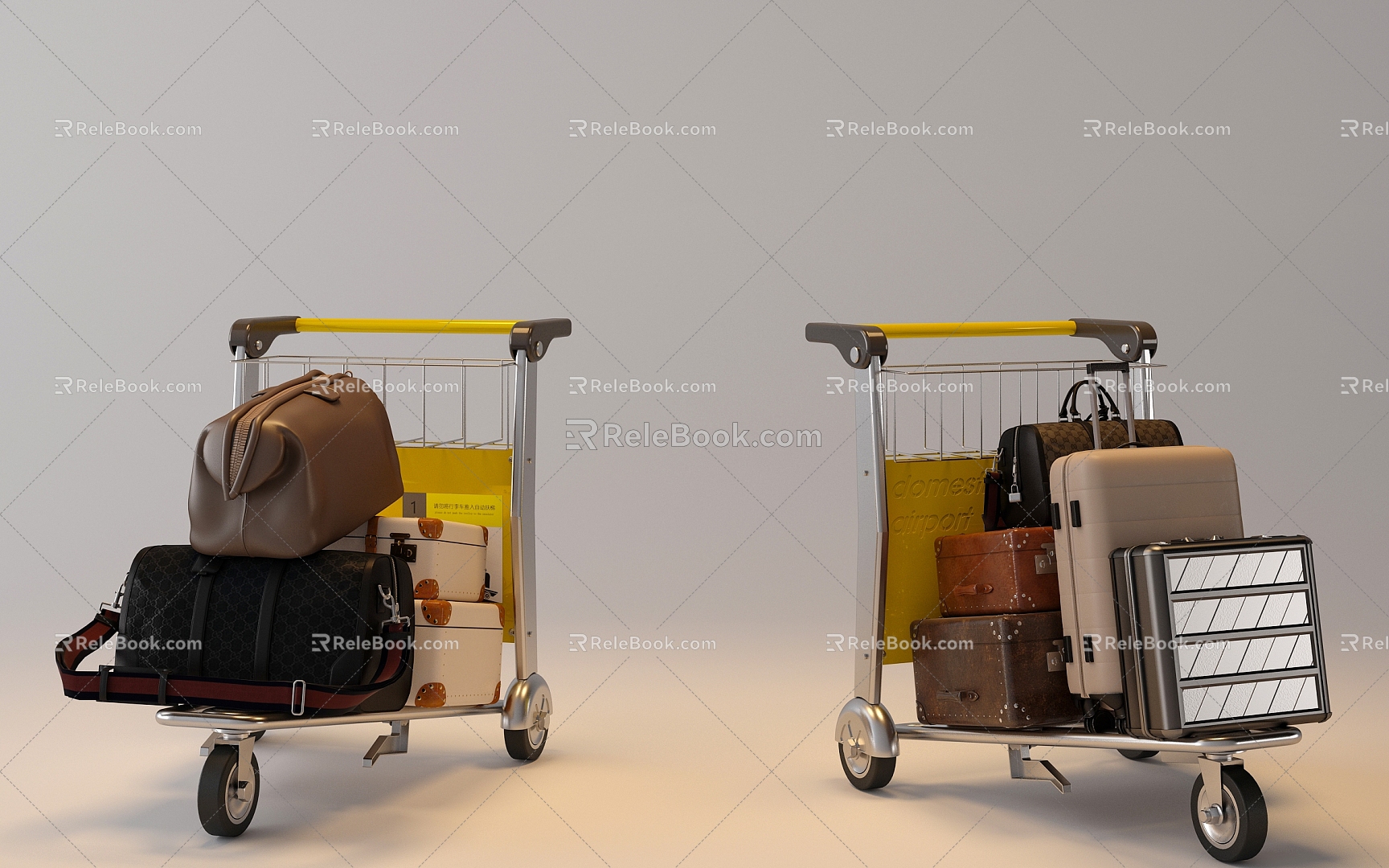 Airport Luggage Trolley Luggage 3d model