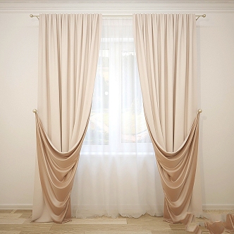 Retro curtain four sides bilateral 2 sides 3d model