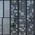 Different Glass Partition Designs Featuring Grid Patterns and Black White Gray Textures 3d model