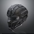 Advanced Sci-Fi Metallic Armor Helmet With Visor And Mechanical Details