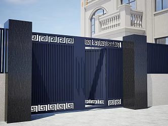 courtyard gate villa gate railing 3d model