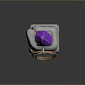 Stacked Gray Stone Structure Featuring Purple Diamond Metal Ring And Brown Rope