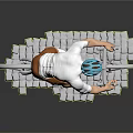 Game Movie Character Riding Bicycle With Blue Helmet White Top Brown Shorts White Block Base