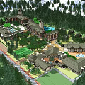 Scenic Mountain Hotel Architecture Surrounded By Lush Forest And Green Landscapes