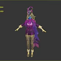 Game and Movie Character With Blue Hair Dark Outfit Ornate Headdress And White Gloves