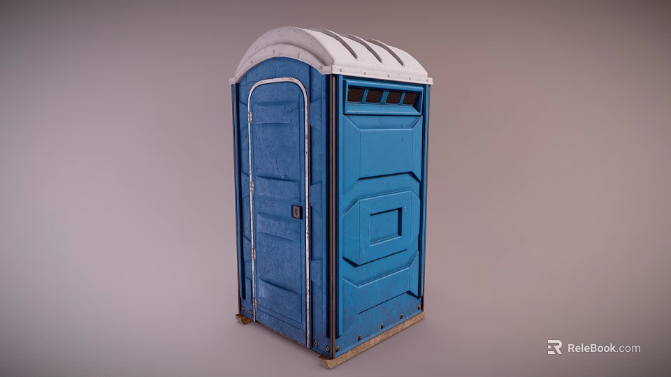 Blue Portable Outdoor Toilet With Ventilated Roof And Single Unit Design 3d model 