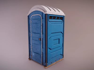 Blue Portable Outdoor Toilet With Ventilated Roof And Single Unit Design 3d model