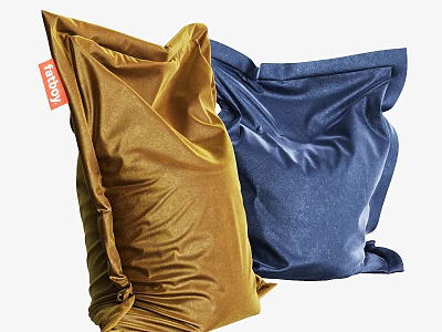Yellow And Blue Velvet Throw Pillows With Ruched Design For Home Decor 3d model