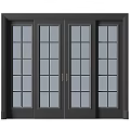 Modern Black Frame Glass Sliding Doors With Grid Pattern For Home Interior Design 3d model