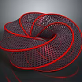 Modern Decorative Ornament Set With Red Borders And Black Mesh Spiral Design