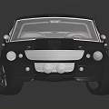 Vintage Sports Car Featuring Dark Blue Striped Body Shiny Surface Hood Vents And Black Wheels