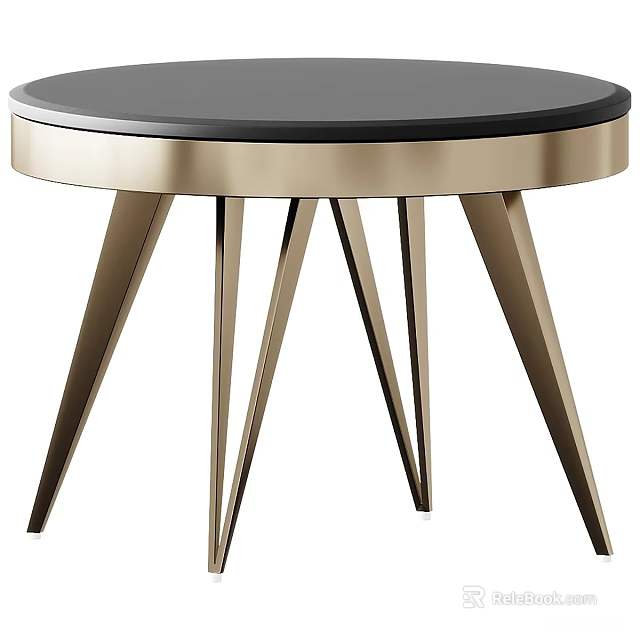 Modern Coffee Table With Black Top And Gold Geometric Legs Design 3d model 